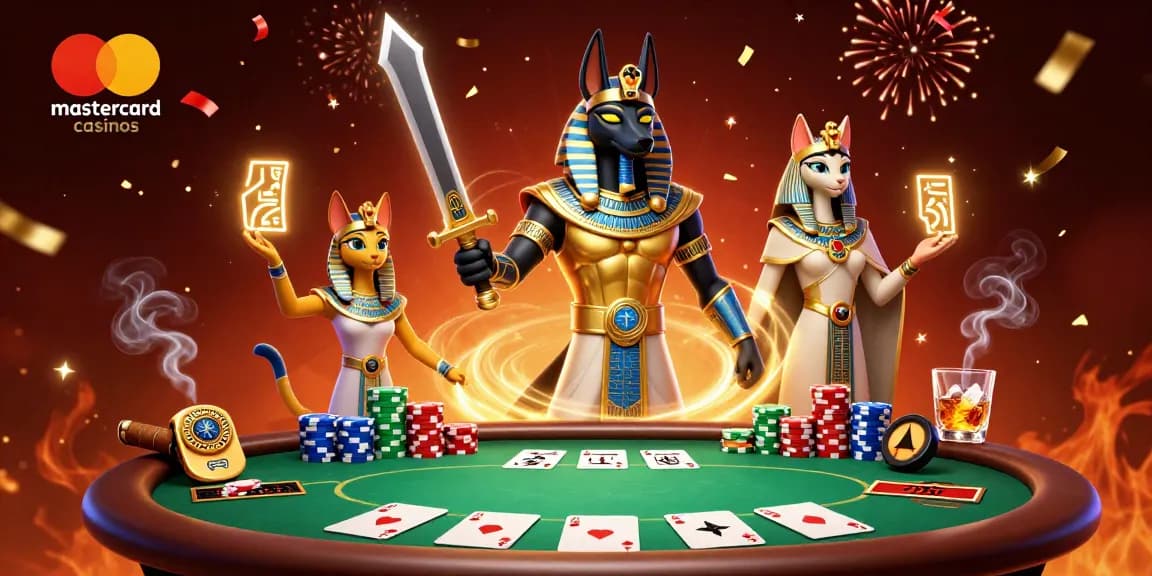 Experience thrilling gameplay at Mastercard casinos with 3D action featuring Anubis and Bastet.