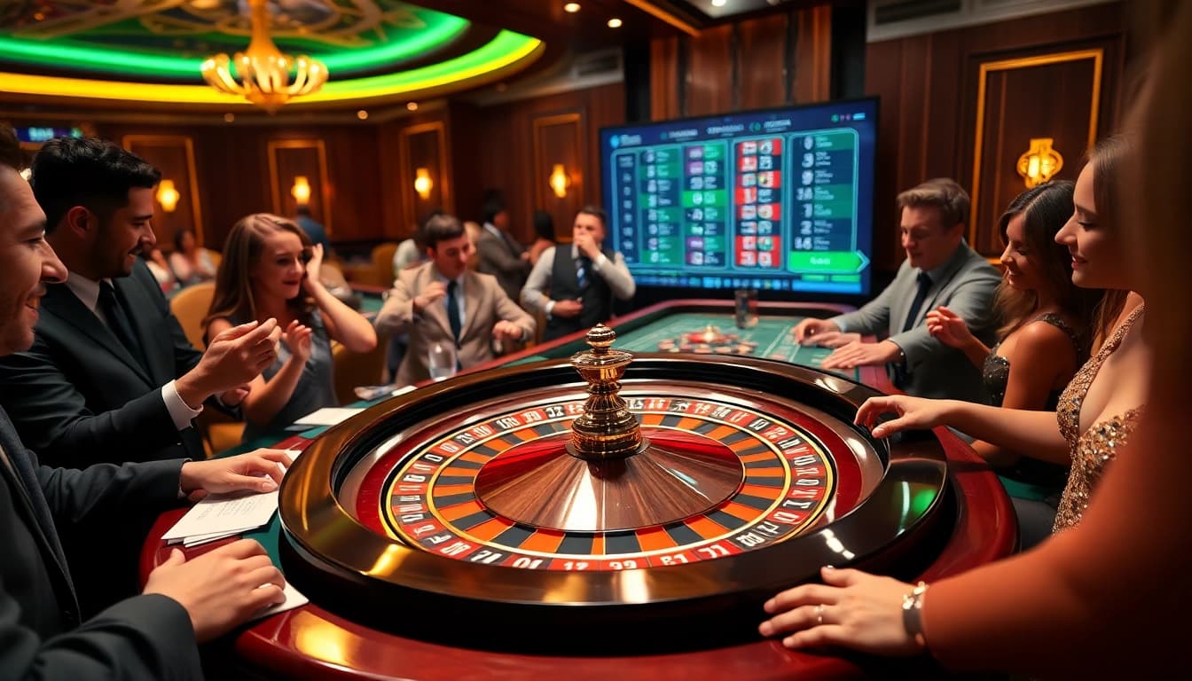 Players engaging with the roulette wheel at 399W casino, showcasing excitement and strategy.