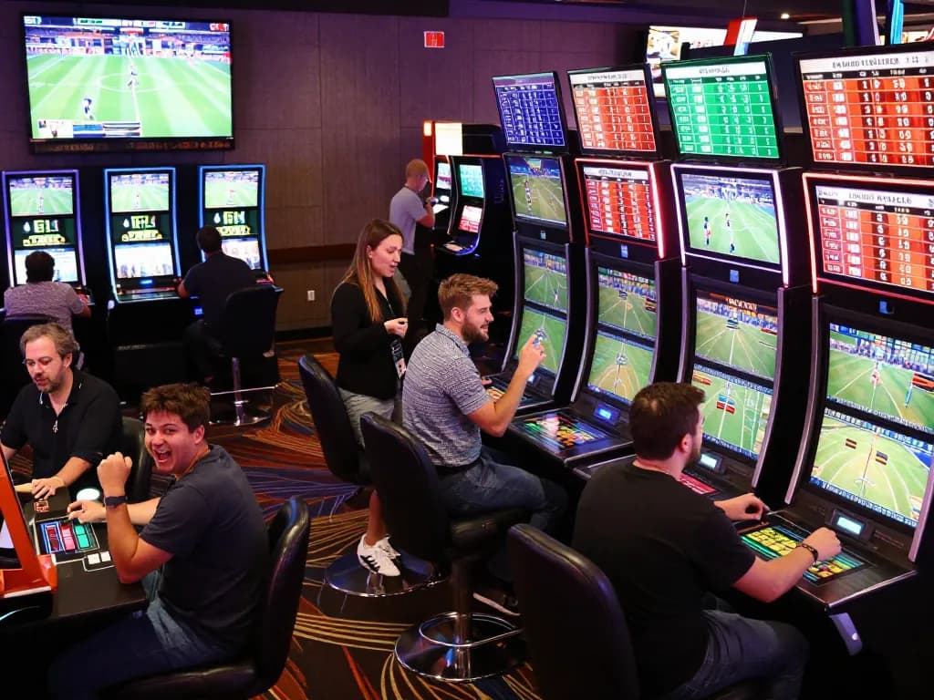 SHBET players engaging in thrilling sports betting within a vibrant casino environment showcasing live events.