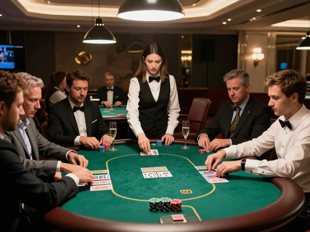 High-stakes poker game at 555WIN VIP area with players strategizing cards and ambiance.