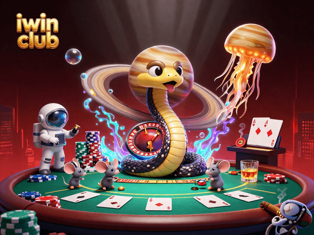 Experience high-stakes gaming and betting fun at iwin club in this vibrant 3D casino scene.