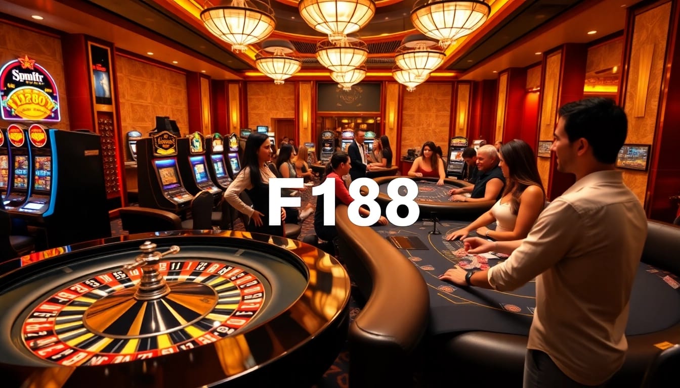 F168 players strategizing while enjoying exciting casino games in a luxurious environment.