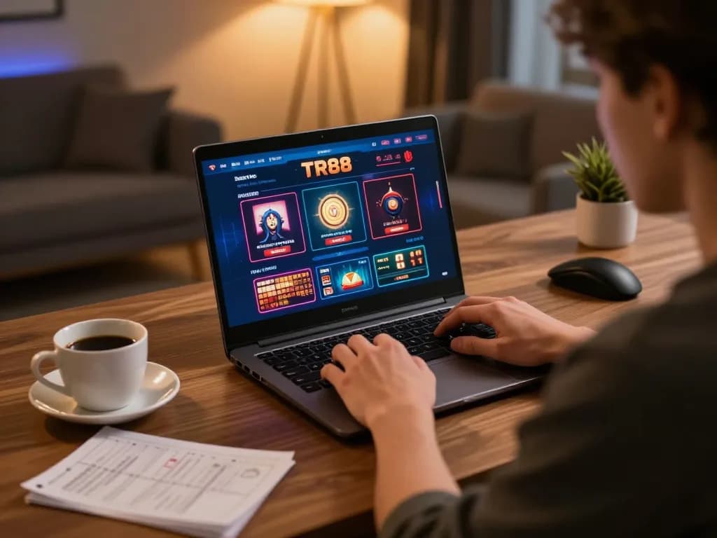 Play TR88 online casino with a strategic home gaming setup and focused atmosphere.