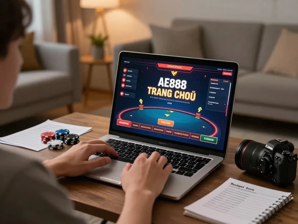 Engaging player exploring AE888 TRANG CHỦ through online gaming interface, showcasing strategic elements.