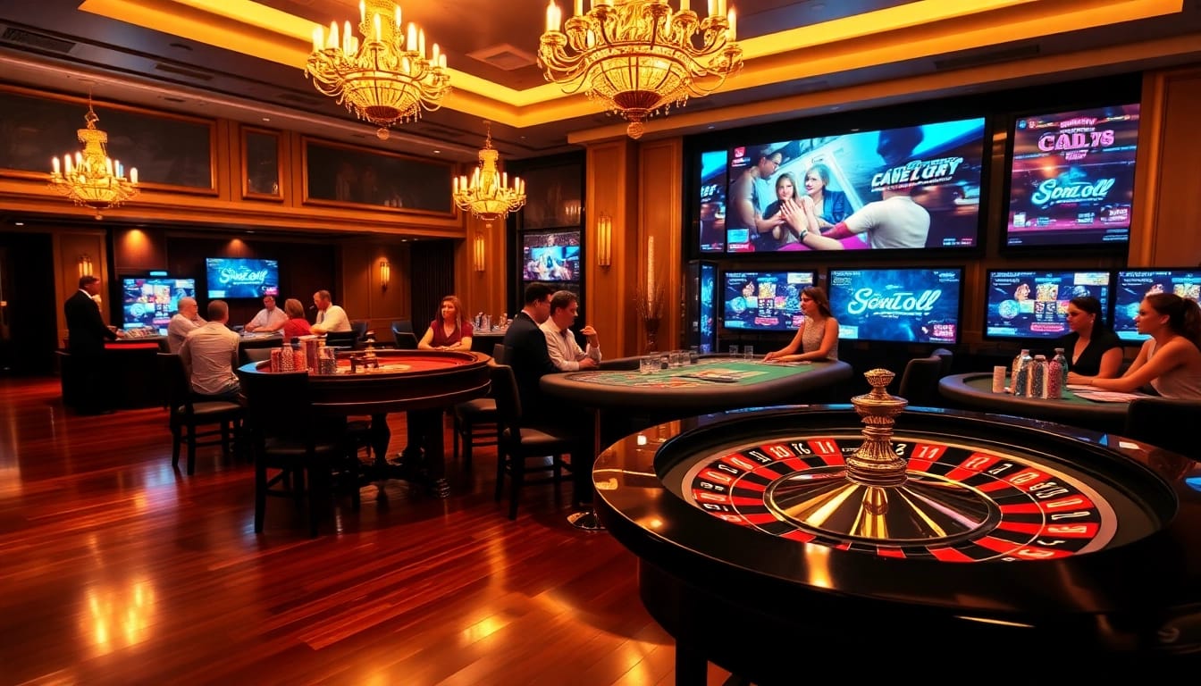 Players engaging in thrilling games at a luxurious casino featuring https://s8onl.com/ online gambling highlights.