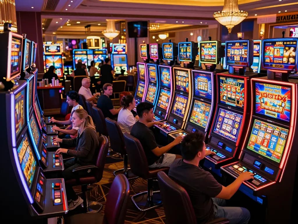 Nổ hũ slot machines attracting players with dazzling lights and thrilling gameplay experiences.