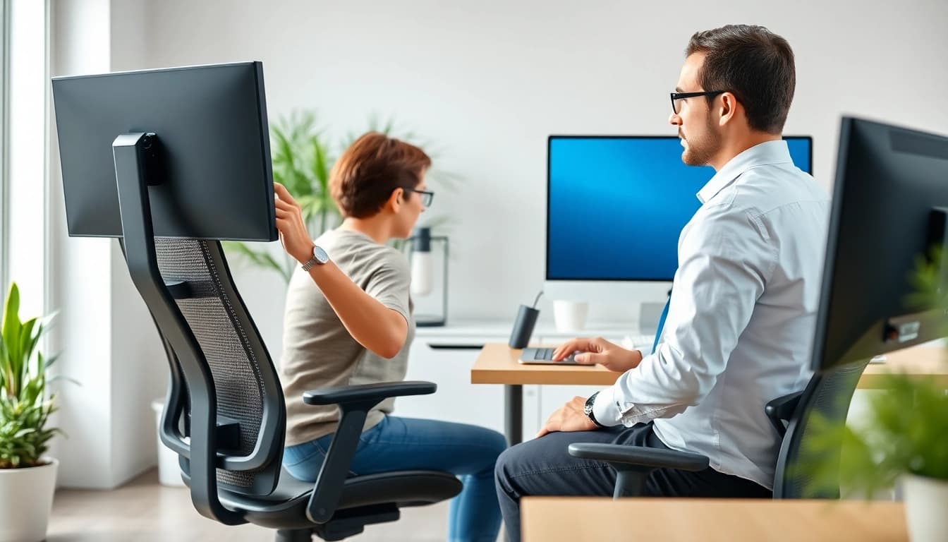 Learn how to improve posture with ergonomist demonstrating ideal sitting posture.