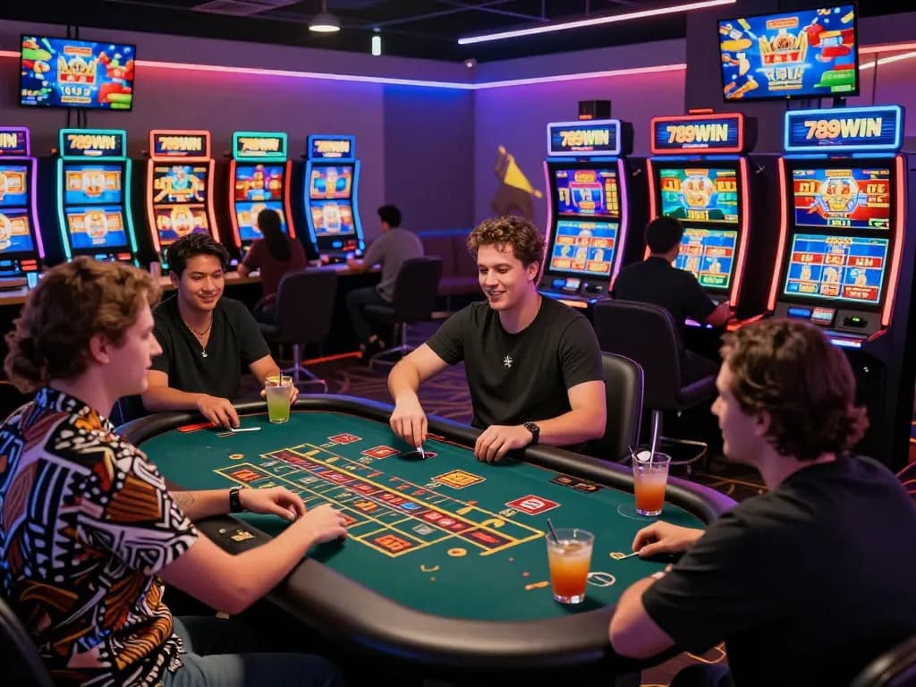 Exciting online gaming atmosphere at 789win with players enjoying live casino and sports betting.