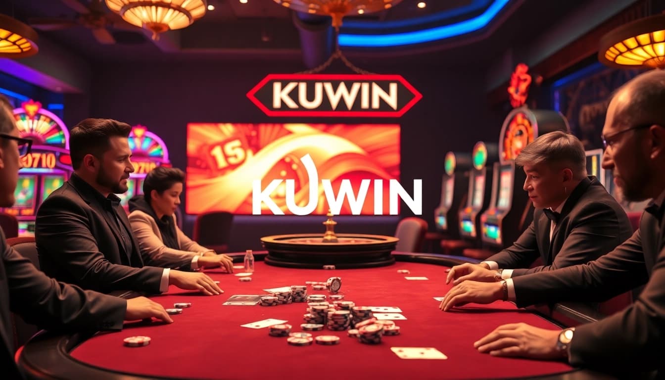 Players experiencing thrilling games at the KUWIN casino with vibrant lights and engaging table action.