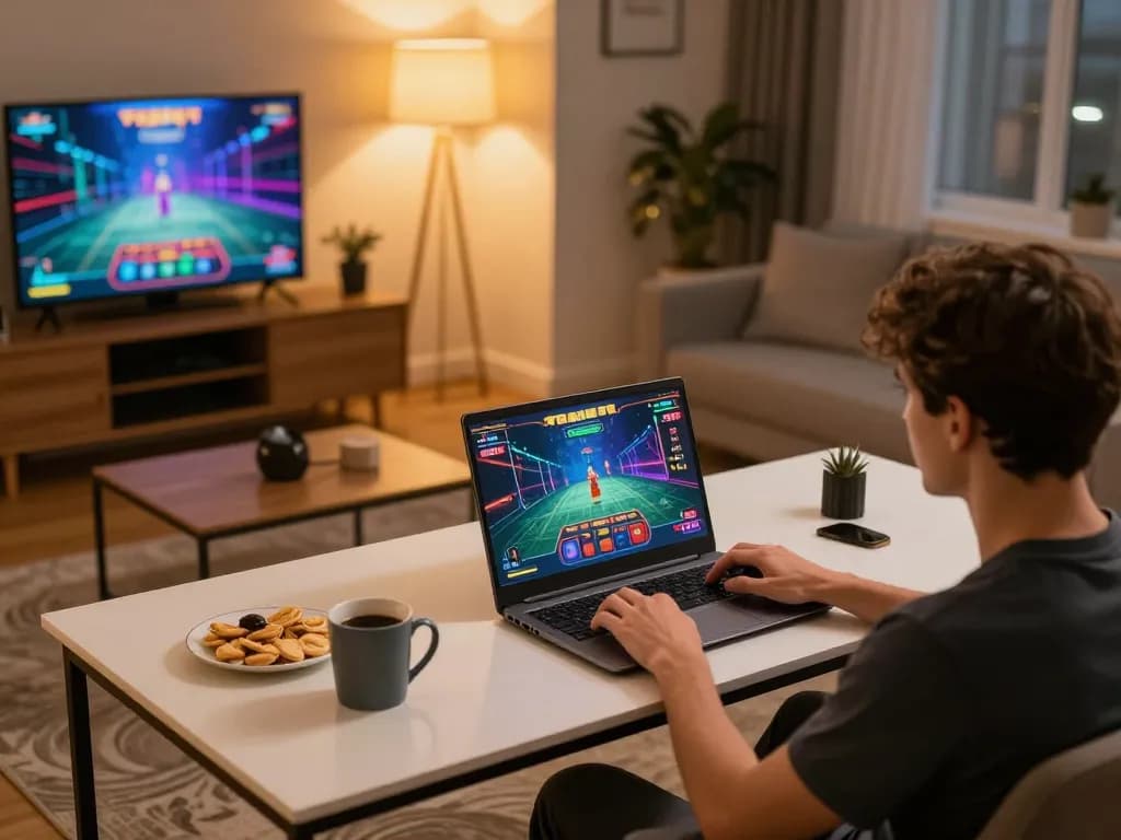 Player betting on 789pp at home using laptop, cozy and engaging online gaming setup