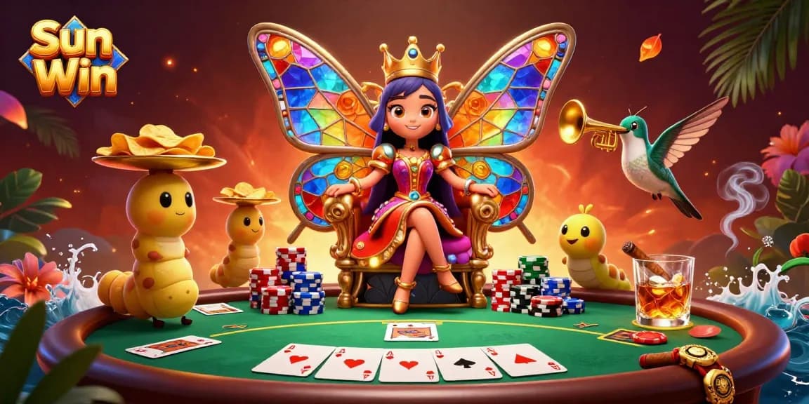 Experience Sun Win with vibrant casino visuals featuring intricate characters and dynamic game elements.