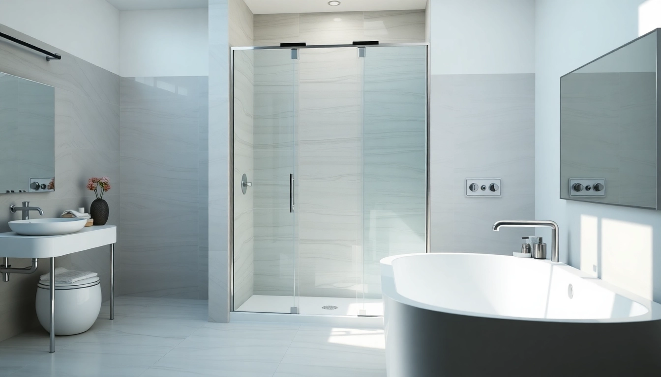 Stylish shower doors uk elegantly displayed in a modern bathroom setting.