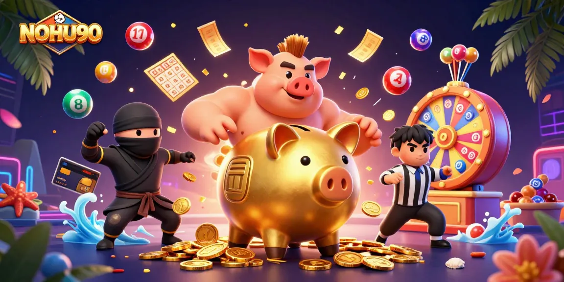 Engage with NOHU90, where golden coins rain in a vibrant online casino adventure!