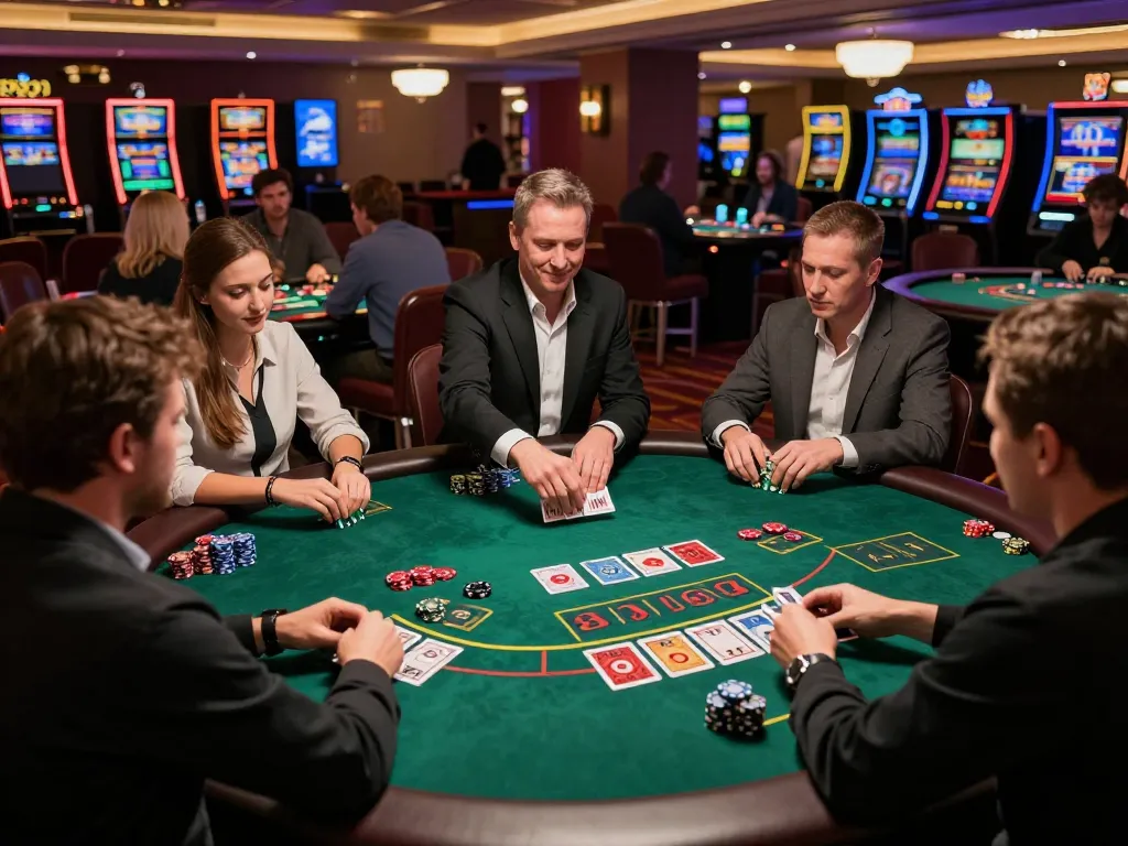 Engaging blackjack gameplay at the casino showcasing tr88 strategy in action with players nervously placing bets