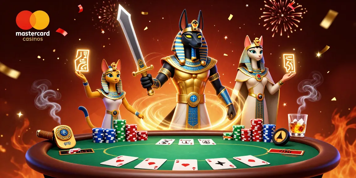 Experience thrilling gameplay at Mastercard casinos with 3D action featuring Anubis and Bastet.