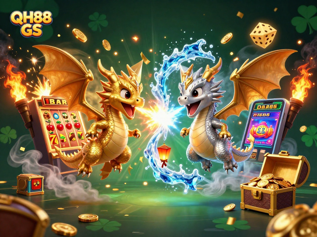 Engage with QH88 GS's thrilling casino atmosphere featuring vivid dragons and jackpot excitement.