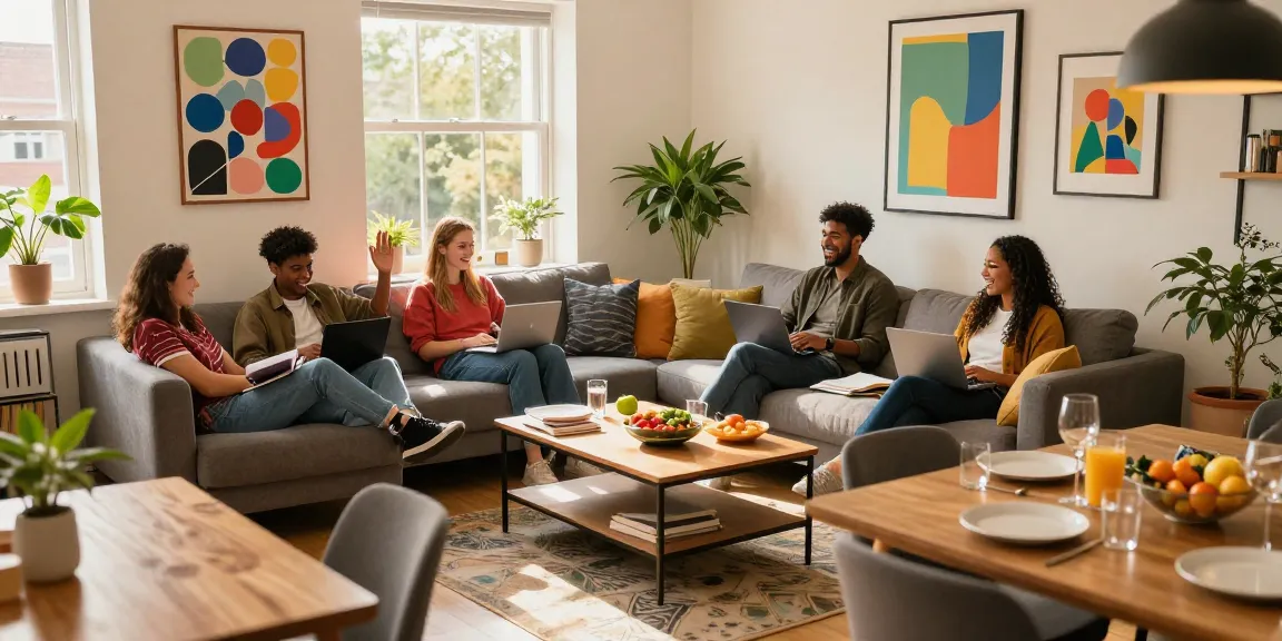 Students enjoying their time in comfortable, modern student accommodation Northampton with vibrant decor.