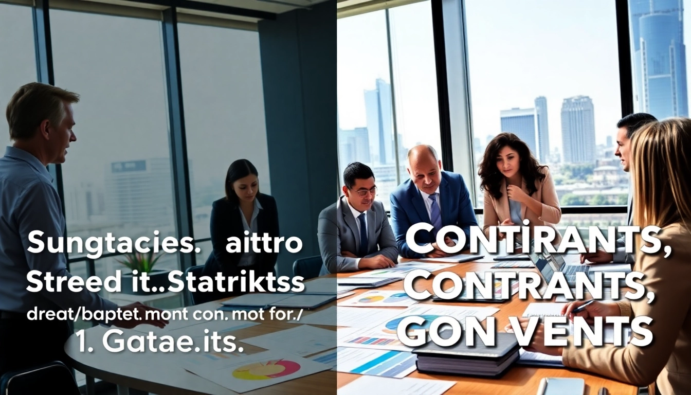 Engaged professionals discussing Federal and State contracts and grants in a vibrant office setting.
