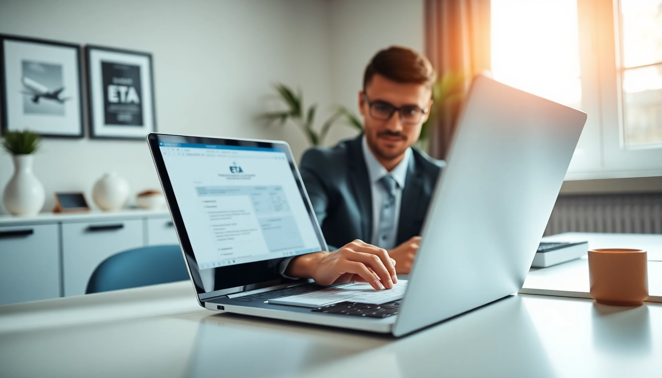 Fill out the eta uk application form with ease in a modern office environment.