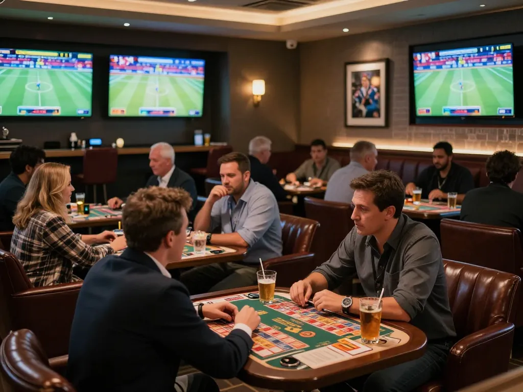 Soi kèo strategy showcased in a vibrant sports betting lounge with excited patrons analyzing odds.