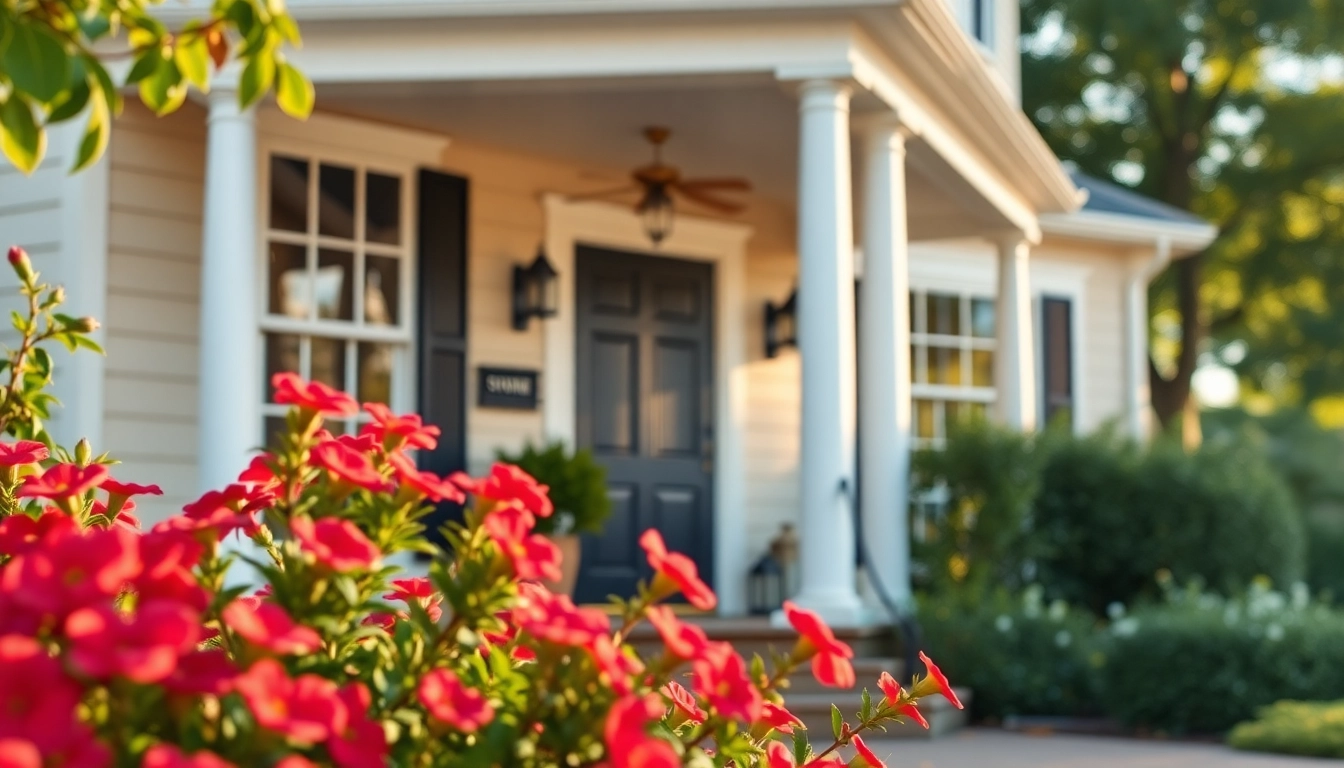 Colonial home renovation showcasing impressive architecture with revitalized features and vibrant plant life.