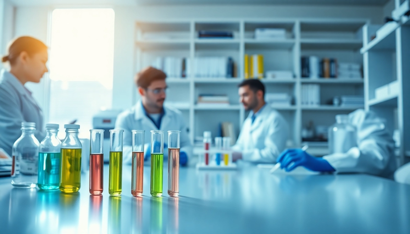Analyze Peptides UK in a professional laboratory setting with scientists working.