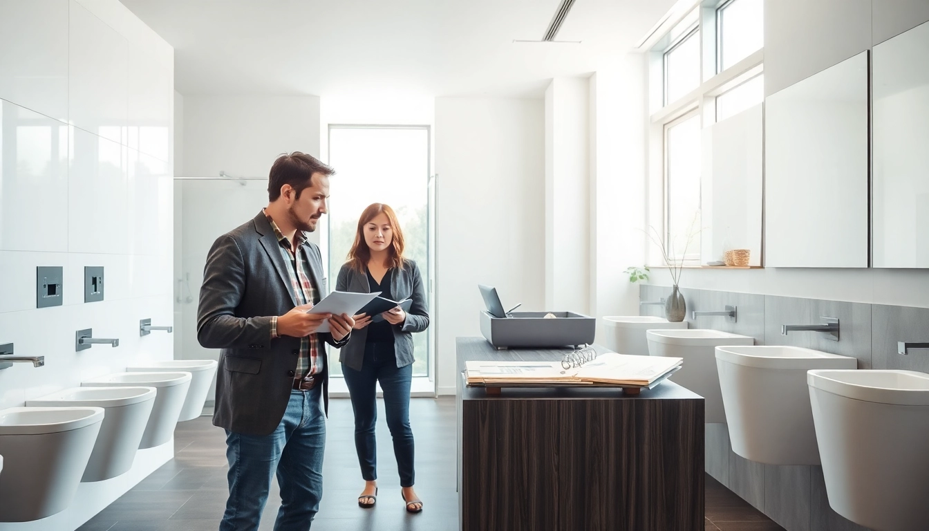 Engaging commercial washroom refurbishment meeting showcasing modern design elements.