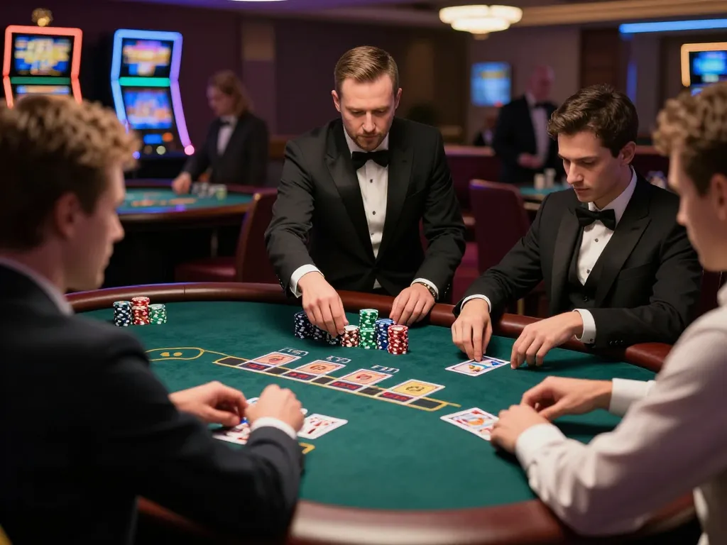 ku win at blackjack table with players strategizing their bets during an intense gaming session