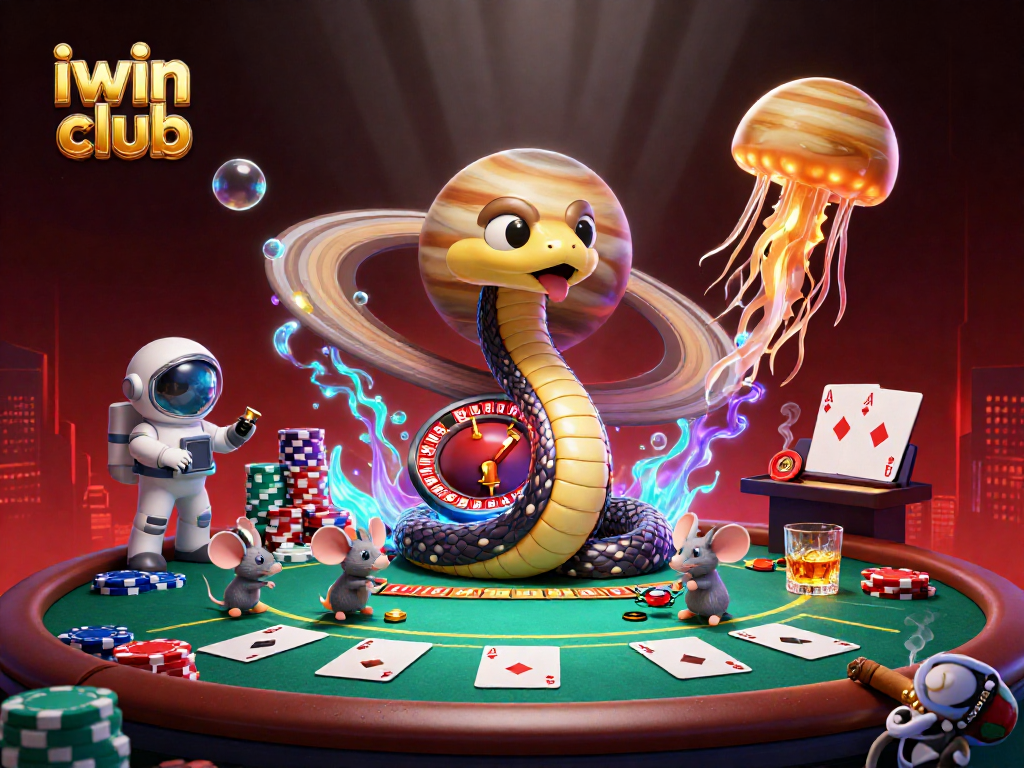 Experience high-stakes gaming and betting fun at iwin club in this vibrant 3D casino scene.