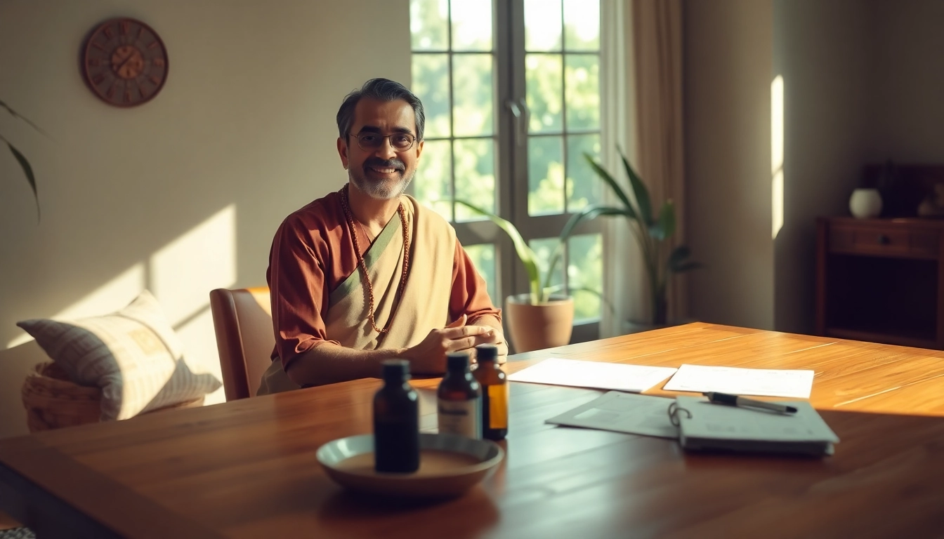 Engage in an insightful Ayurveda Consultation with a professional, surrounded by natural elements.