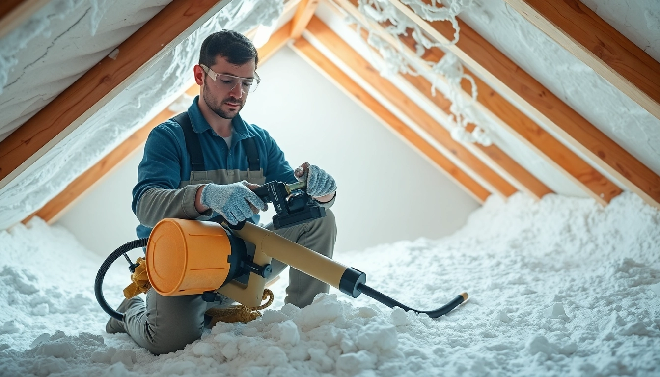Efficient spray foam insulation removal UK by a professional worker in a bright, clean attic space.
