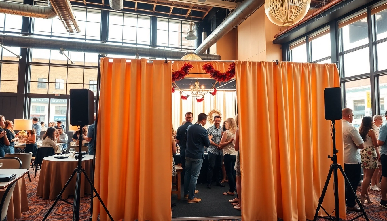 Engage with photo booth rental chicago at a lively event with vibrant props and natural lighting.