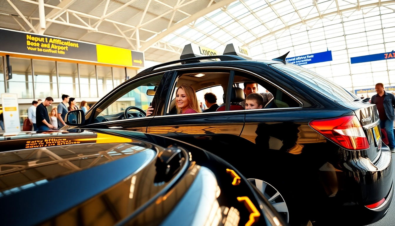 Experience a reliable Nottingham to Heathrow Taxi service with a family at the airport.