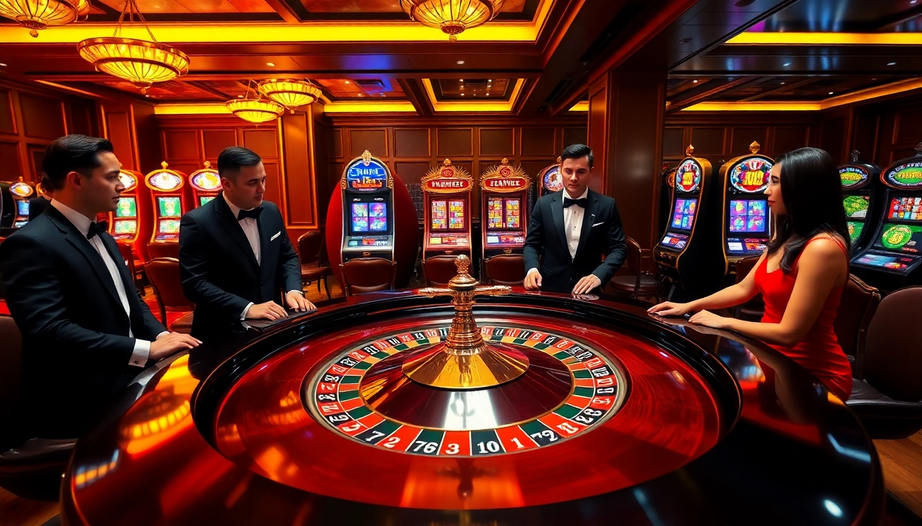 Experience the thrill of betting at ax88.com with vibrant casino tables, slot machines, and engaging players.