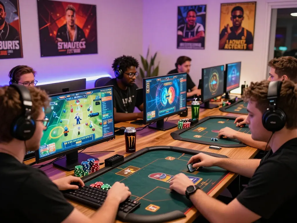 Players immersed in thrilling online gaming experience at https://sunwin333.com/ with colorful screens and engaging atmosphere.