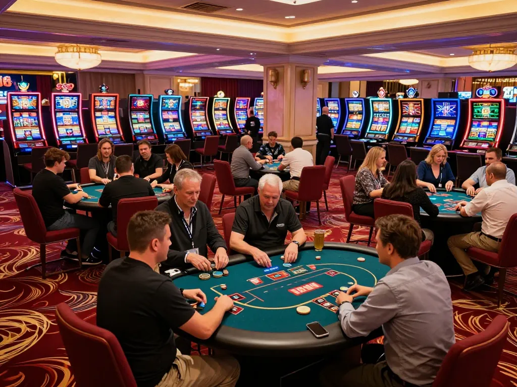 Engage with thrilling gameplay at TR88 casino, showcasing vibrant poker tables and lively atmosphere.