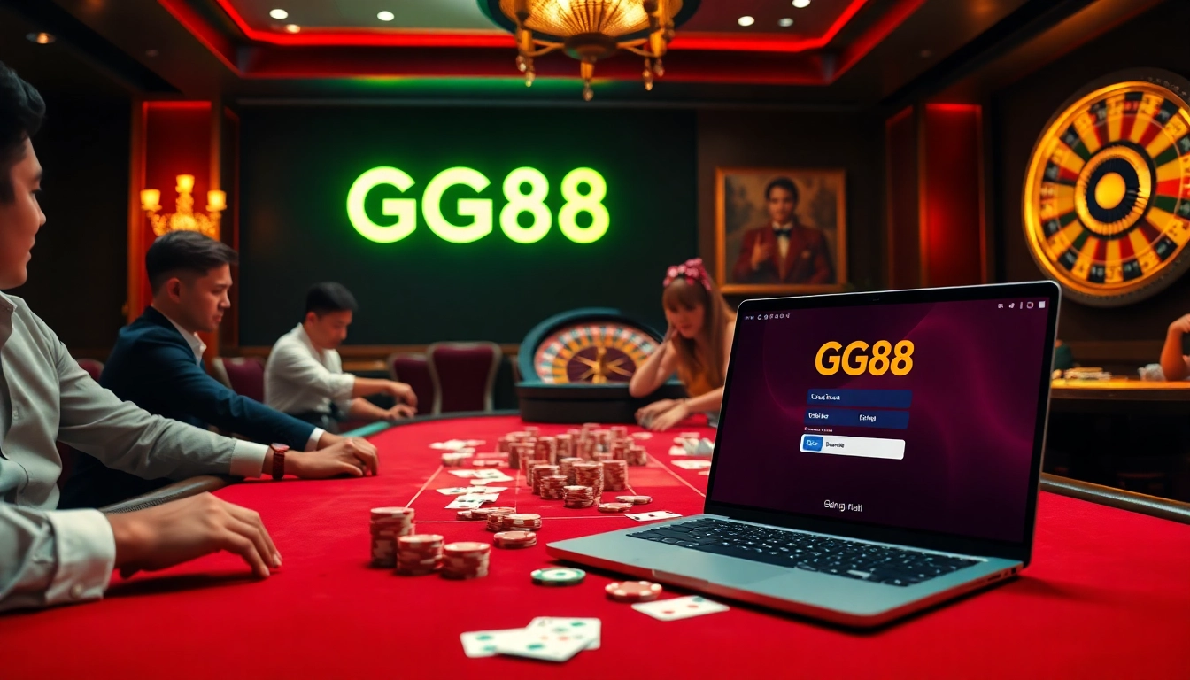 Experience the excitement of GG88 đăng nhập as players engage in high-stakes gambling at a luxurious casino.