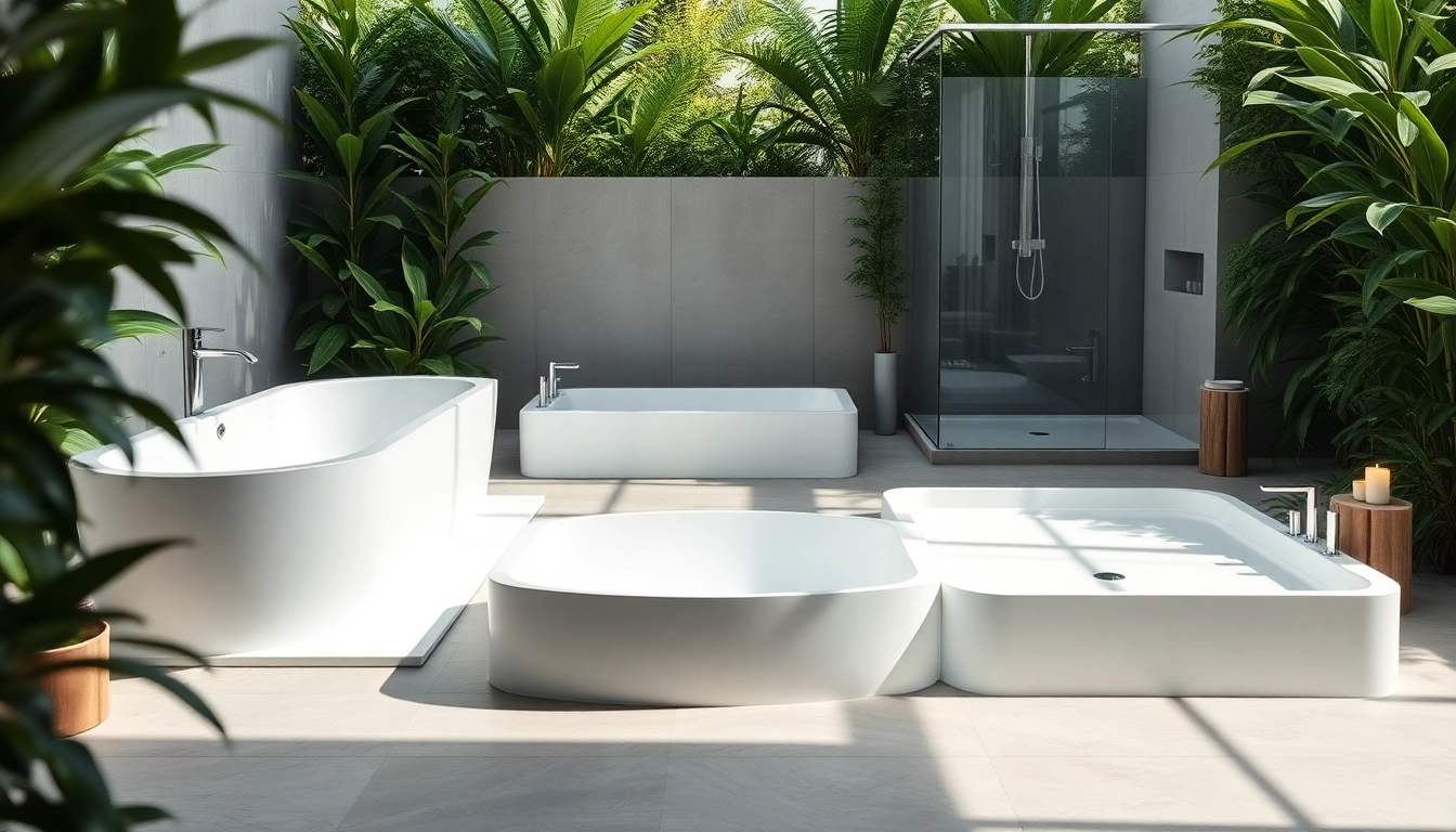 Showcasing elegant shower bases in a modern bathroom with bright lighting and serene ambiance.