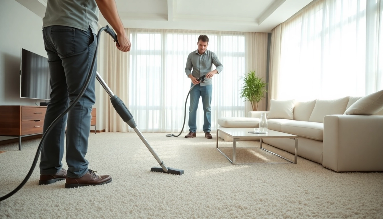 Revitalize your carpets with expert carpet cleaning in Glasgow showcasing a technician at work.