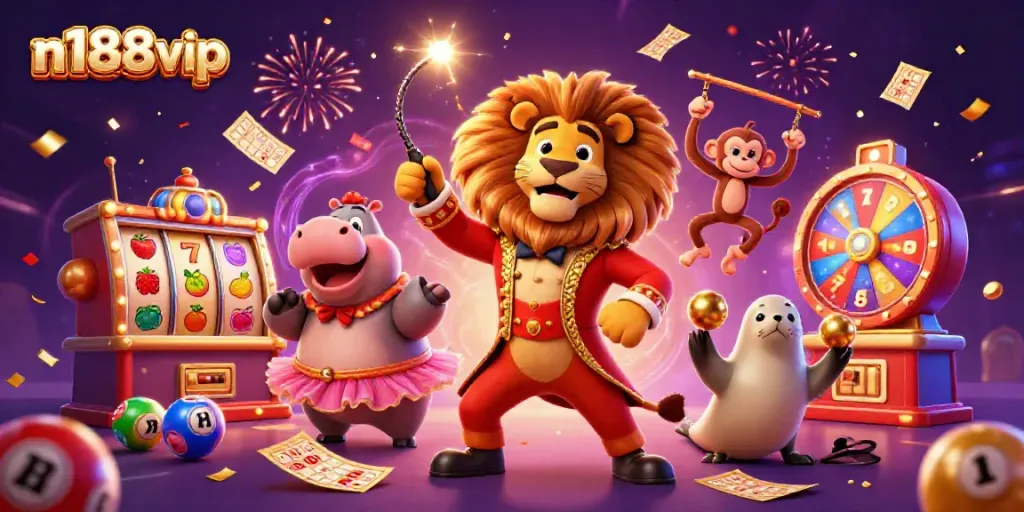 Experience exhilarating jackpots at n188vip with vibrant 3D gaming characters in a celebratory casino scene.