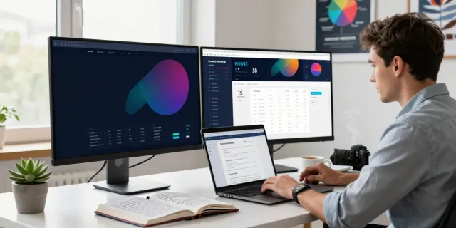 SEO specialist analyzing instant indexing metrics in a modern workspace.