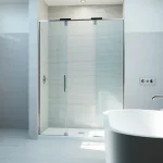 Stylish shower doors uk elegantly displayed in a modern bathroom setting.