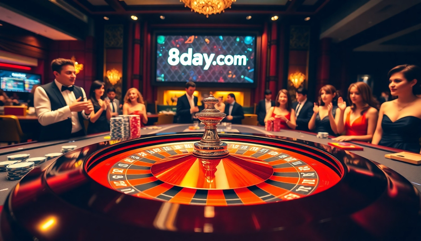 Players betting at an upscale roulette table, showcasing the thrill of 8day.cn.com gambling.