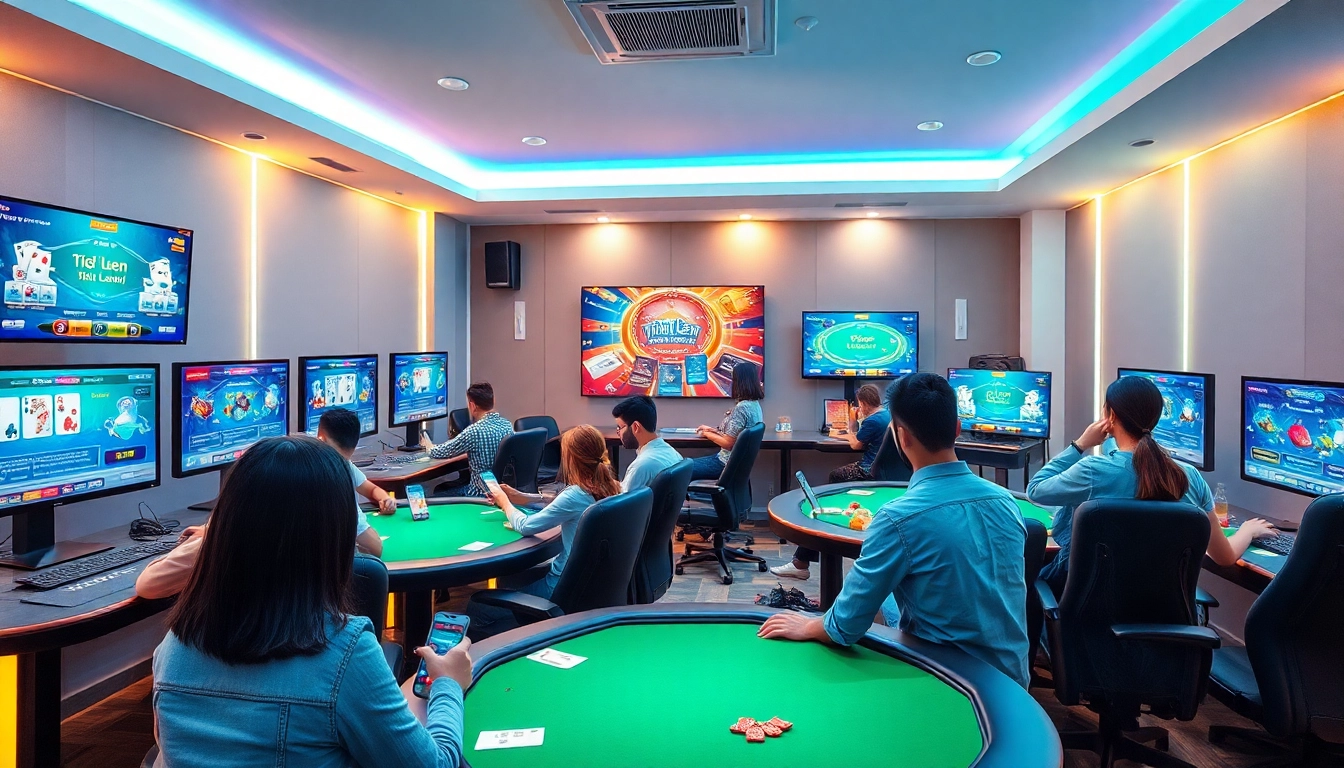 Engaging online gaming scene at topgamebaidoithuong.mx showcasing popular card games.