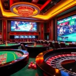 Experience the thrill of sv388 online gambling with vibrant casino tables and live event displays.