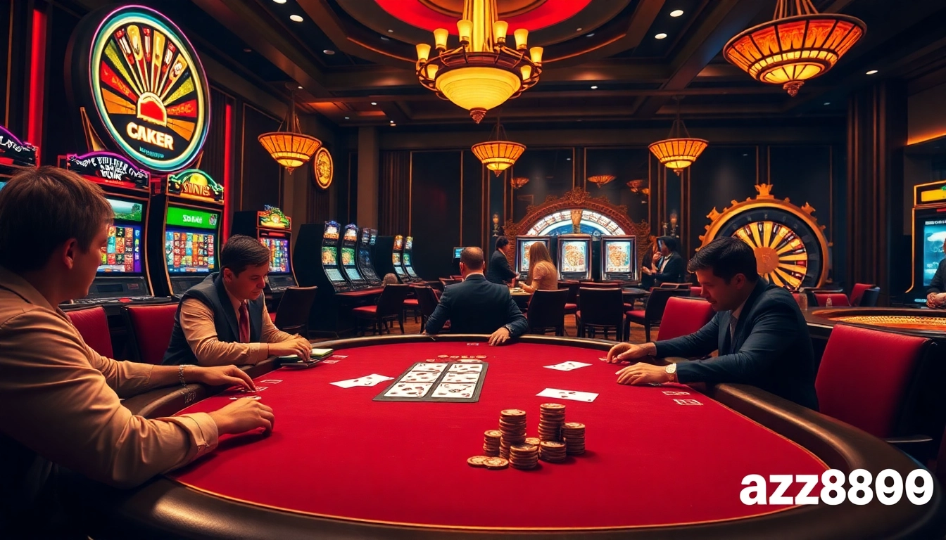 Experience thrilling gameplay at az888 with a vibrant casino atmosphere featuring poker and roulette.