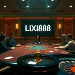 Experience the excitement of lixi88 com with a luxurious online casino setting featuring poker tables and chips.