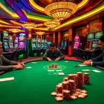 Experience exciting gameplay at SCLUB88 with high-stakes poker tables and vibrant casino elements.
