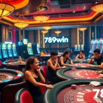 Players experiencing excitement at 789win casino, enjoying vibrant slot machines and poker games.