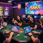 Players engaged with S666 online gaming platform, showcasing vibrant excitement and technology